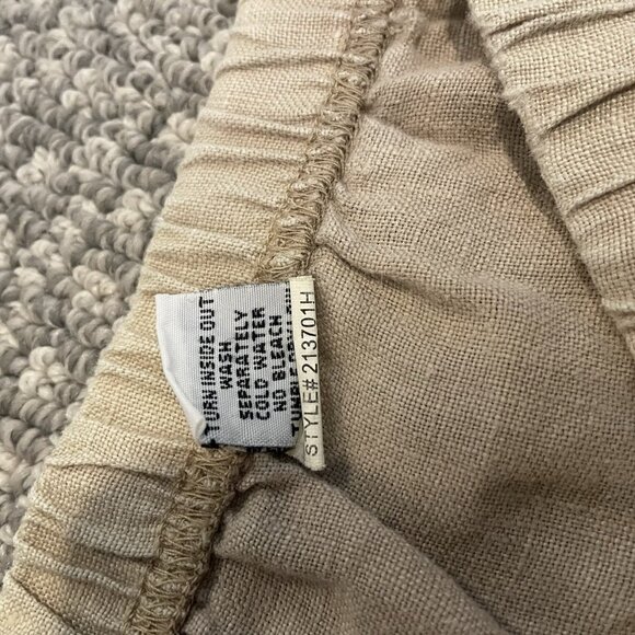 Heaven Pants Womens Medium 100% Linen Wide Leg Beige Pull On Cropped Ankle High - Picture 4 of 7